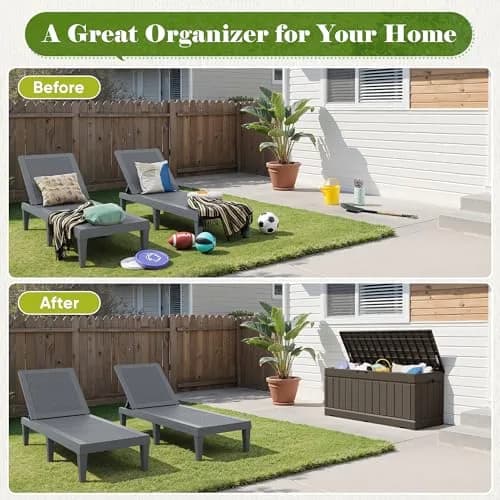 Flamaker Outdoor Storage Box 80 Gallon Resin Waterproof Deck Box | Lockable, UV-Resistant, Lightweight thumbnail 5