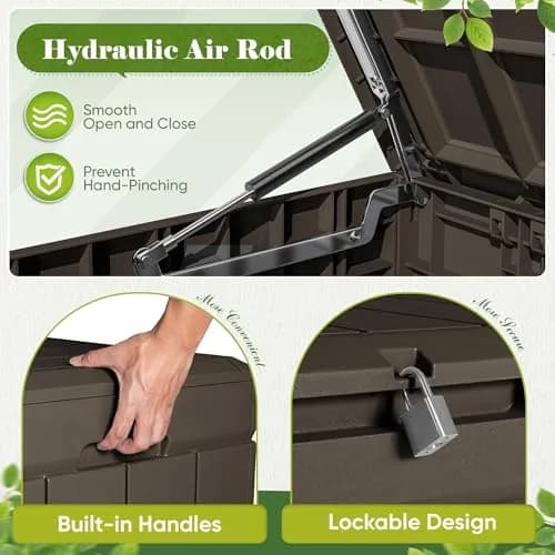 Flamaker Outdoor Storage Box 80 Gallon Resin Waterproof Deck Box | Lockable, UV-Resistant, Lightweight thumbnail 6