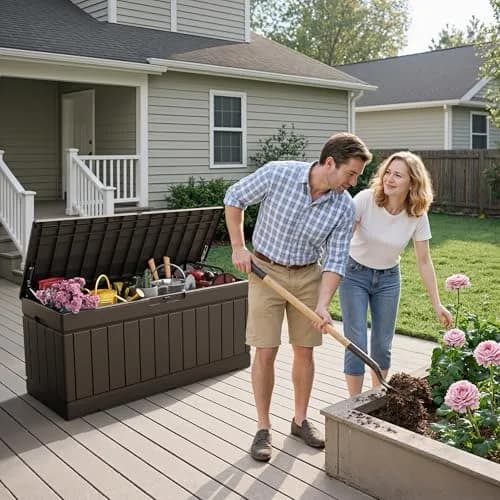 Flamaker Outdoor Storage Box 80 Gallon Resin Waterproof Deck Box | Lockable, UV-Resistant, Lightweight thumbnail 2