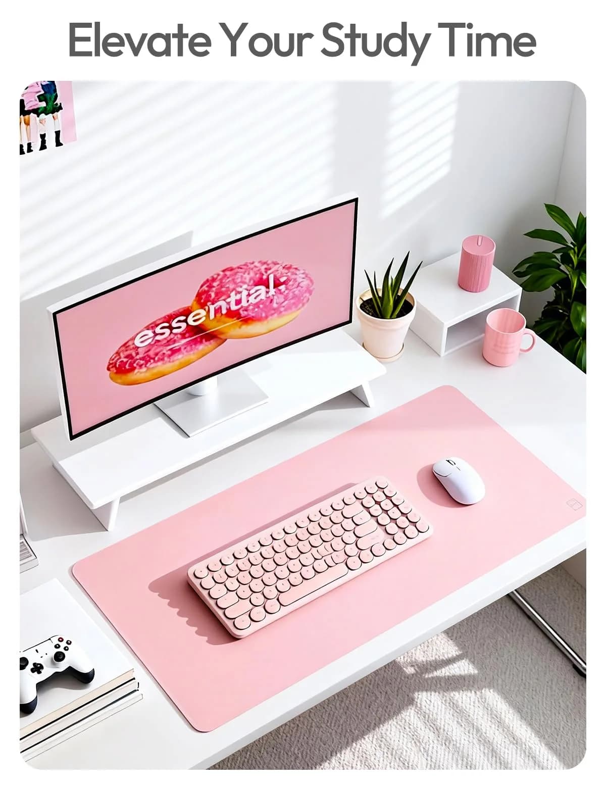 YSAGi Leather Desk Protector Light Pink 80cm (31.5") x 40cm (15.8") | Protects Desks, Doubles as Large Mouse Pad - view 6