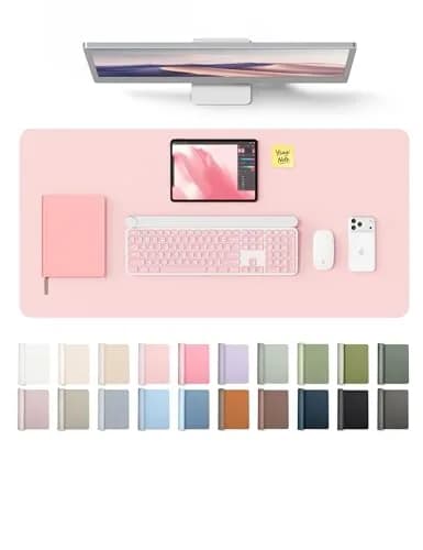 YSAGi Leather Desk Protector Light Pink 80cm (31.5") x 40cm (15.8") | Protects Desks, Doubles as Large Mouse Pad thumbnail 1