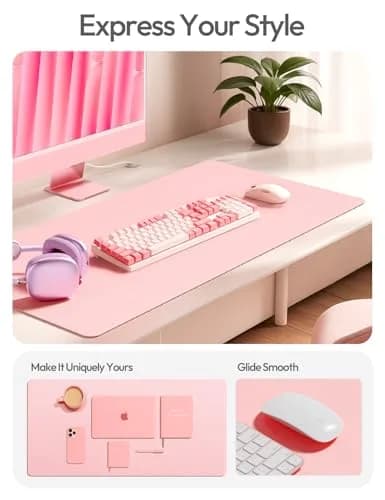 YSAGi Leather Desk Protector Light Pink 80cm (31.5") x 40cm (15.8") | Protects Desks, Doubles as Large Mouse Pad thumbnail 2