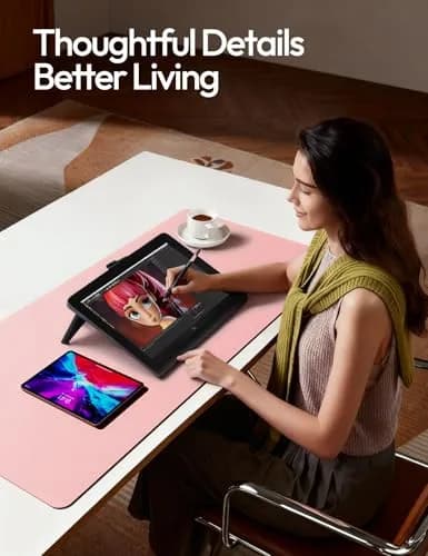 YSAGi Leather Desk Protector Light Pink 80cm (31.5") x 40cm (15.8") | Protects Desks, Doubles as Large Mouse Pad thumbnail 3