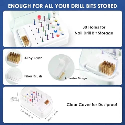 Depvko 21pcs Nail Drill Bits Set with Pink Holder Case, 3/32 Inch Diamond & Ceramic Bits | Professional Manicure Pedicure Tool thumbnail 7