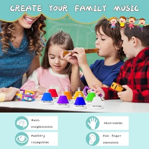 TantivyBo Rainbow Diatonic Hand Bells Set with Songbook | 8-Note Musical Educational Toy for Kids Aged 3+ thumbnail 6