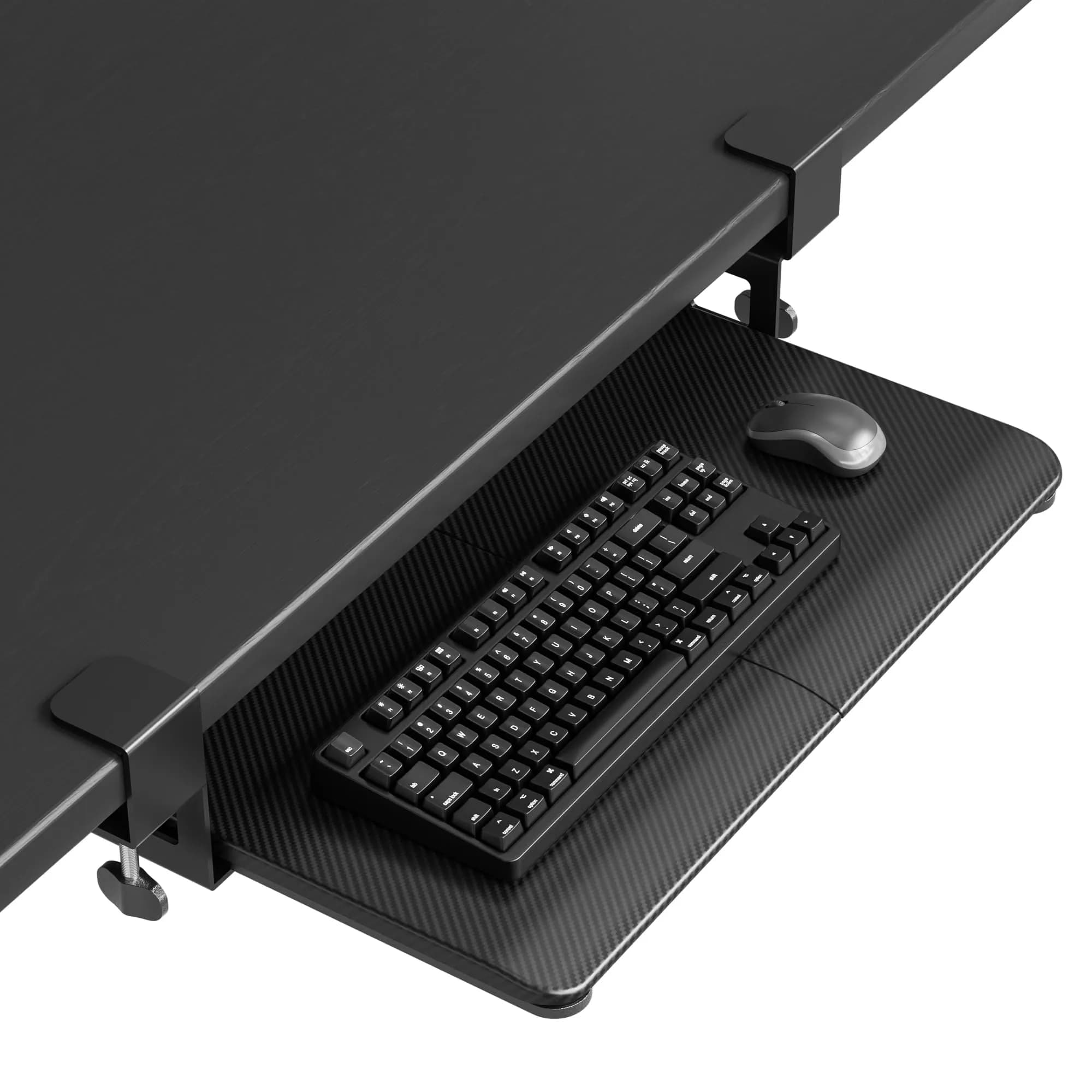 BONTEC Under Desk Keyboard Tray, Pull-Out Platform for Ergonomic Workspace | Fits Desks Up to 1.97 Inches — Black Carbon Fiber