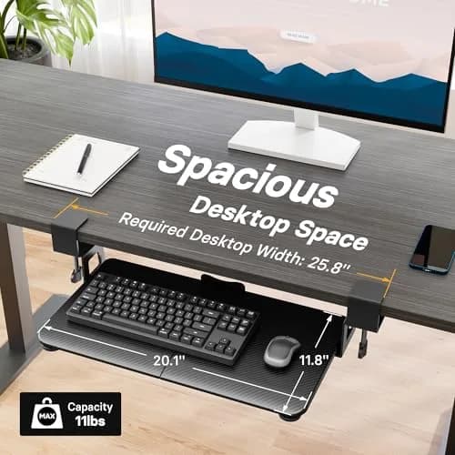 BONTEC Under Desk Keyboard Tray, Pull-Out Platform for Ergonomic Workspace | Fits Desks Up to 1.97 Inches thumbnail 4