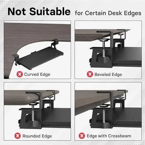 BONTEC Under Desk Keyboard Tray, Pull-Out Platform for Ergonomic Workspace | Fits Desks Up to 1.97 Inches thumbnail 3