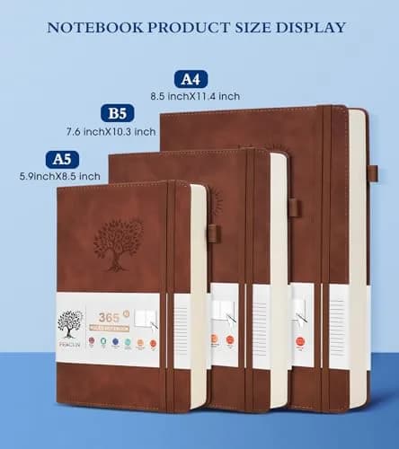 PERCUN B5 Leather Journal Notebook 7.6" x 10.3" | 365 Pages Thick Paper thumbnail 2