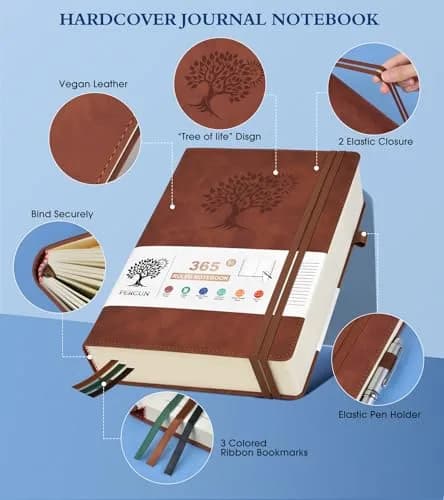 PERCUN B5 Leather Journal Notebook 7.6" x 10.3" | 365 Pages Thick Paper thumbnail 3
