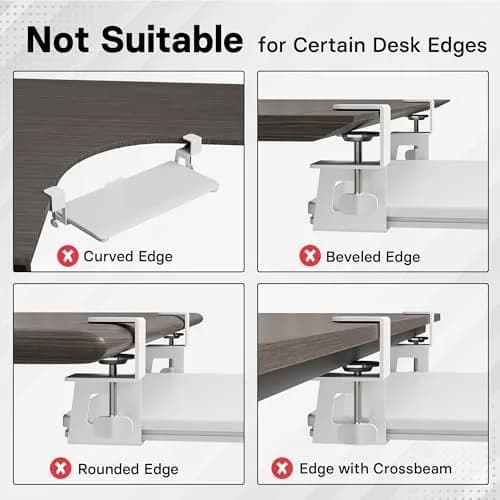 BONTEC Under Desk Keyboard Tray, Pull-Out Platform 25.6 x 11.8 in | Space-Saving Ergonomic Design thumbnail 3