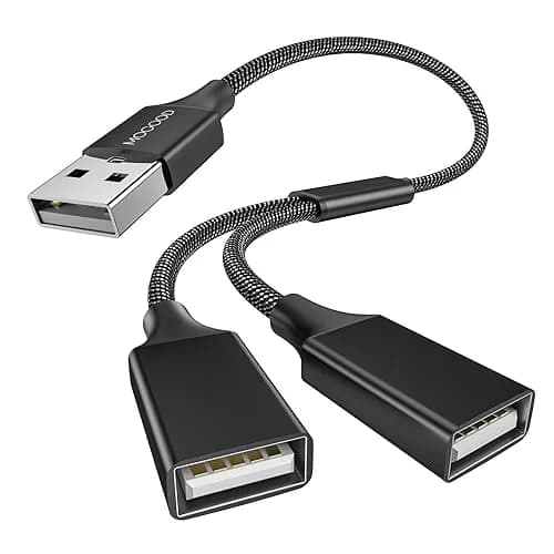 MOGOOD USB Splitter Cable 9cm (1-Pack, Black) | Dual USB 2.0 Female Ports for Data & Charging thumbnail 1