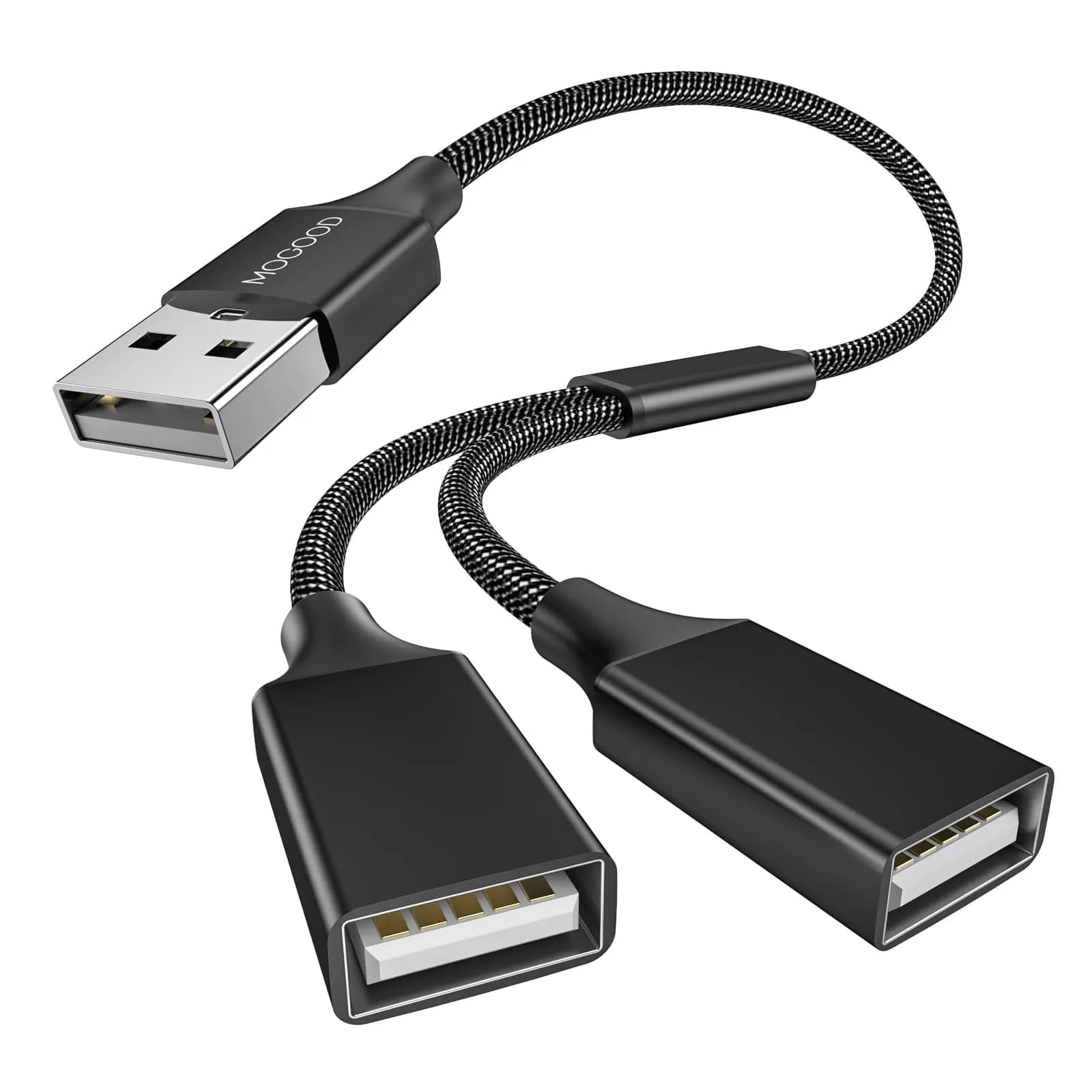 MOGOOD USB Splitter Cable 9cm (1-Pack, Black) | Dual USB 2.0 Female Ports for Data & Charging