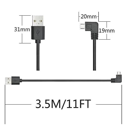 Maixbomr 90 Degree Micro USB Power Cord 3.5M (11FT) | Right Angle Charging Cable for Dash Cams & Devices thumbnail 7