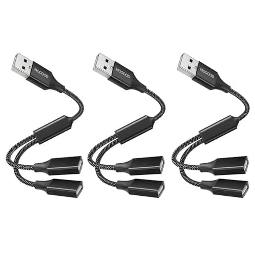 MOGOOD USB Splitter 1 to 2 Ports, Braided Y-Cable for Data Transfer & Charging | 480 Mbps Speed thumbnail 1
