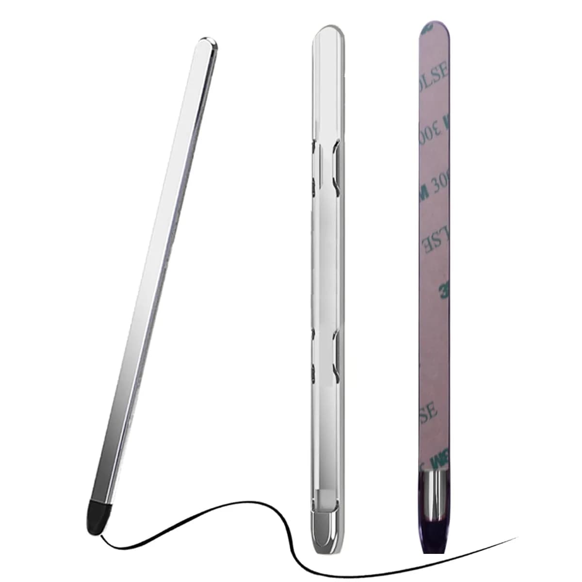 YQODSZ Shiny Silver Stylus Pen & S Pen Holder for Samsung Galaxy Z Fold 7/6/5 S Pen Edition, Adhesive Slim Stylus with Silicone Tip — Shiny Silver