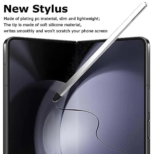 YQODSZ Shiny Silver Stylus Pen & S Pen Holder for Samsung Galaxy Z Fold 7/6/5 S Pen Edition, Adhesive Slim Stylus with Silicone Tip thumbnail 5