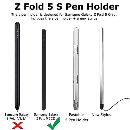 YQODSZ Shiny Silver Stylus Pen & S Pen Holder for Samsung Galaxy Z Fold 7/6/5 S Pen Edition, Adhesive Slim Stylus with Silicone Tip thumbnail 2