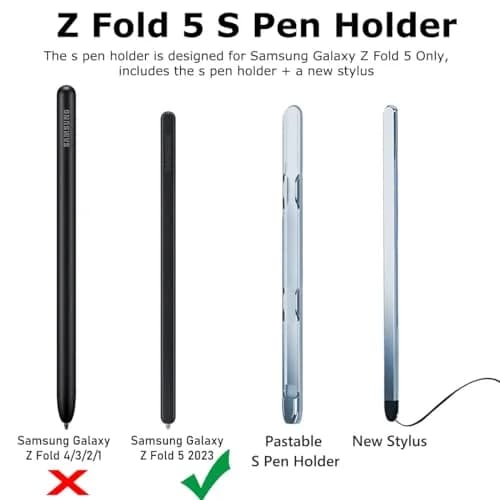 YQODSZ Stylus Pen & S Pen Holder for Samsung Galaxy Z Fold 7/6 / 5 | Slim Silicone Tip, Adhesive Slot, Blue thumbnail 2