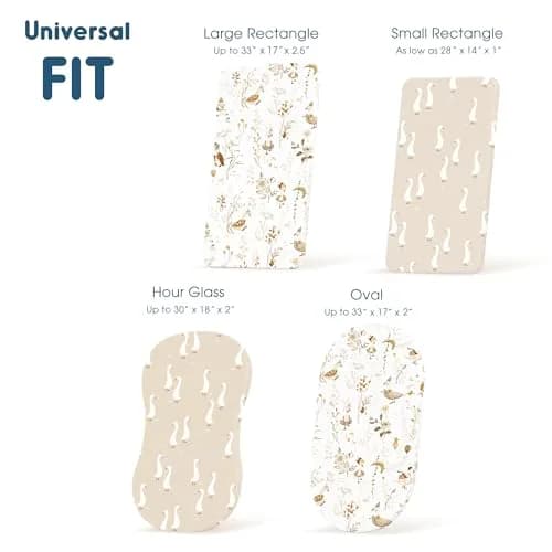 GRSSDER Ultra Soft Fitted Bassinet Sheets 2 Pack, 81cm x 41cm x 13cm (32" x 16" x 5") | Universal Fit for Oval, Rectangle, Moses Basket Mattresses thumbnail 5