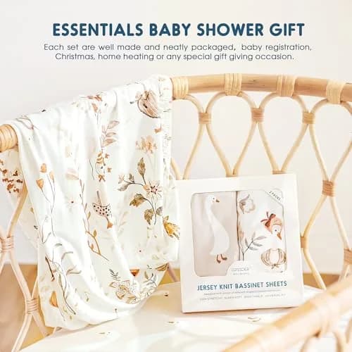 GRSSDER Ultra Soft Fitted Bassinet Sheets 2 Pack, 81cm x 41cm x 13cm (32" x 16" x 5") | Universal Fit for Oval, Rectangle, Moses Basket Mattresses thumbnail 6