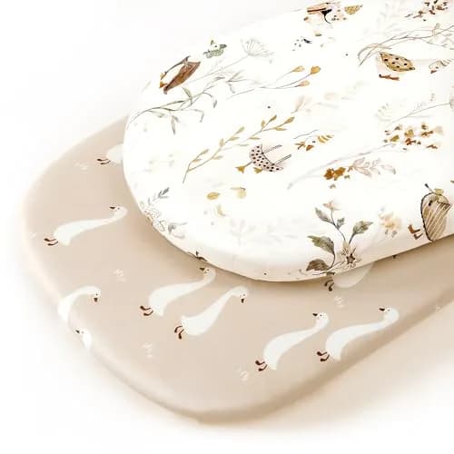 GRSSDER Ultra Soft Fitted Bassinet Sheets 2 Pack, 81cm x 41cm x 13cm (32" x 16" x 5") | Universal Fit for Oval, Rectangle, Moses Basket Mattresses thumbnail 2