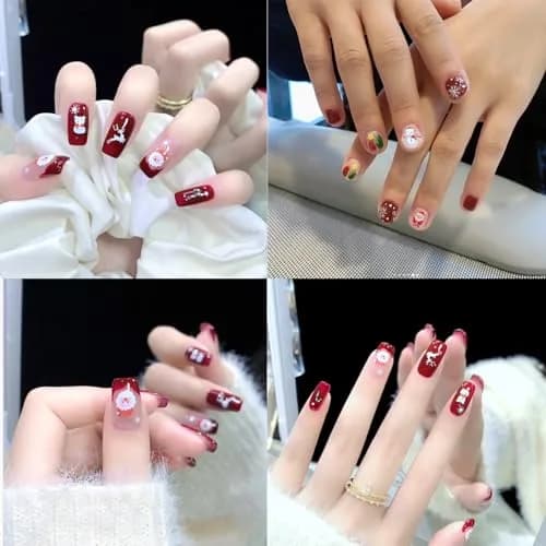 yueton Christmas Nail Sticker 10Pcs Snowflake Santa Tree Winter | Festive Nail Art Decals thumbnail 5