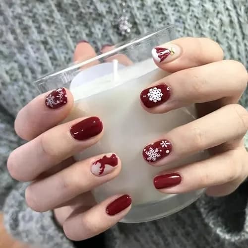 yueton Christmas Nail Sticker 10Pcs Snowflake Santa Tree Winter | Festive Nail Art Decals thumbnail 6
