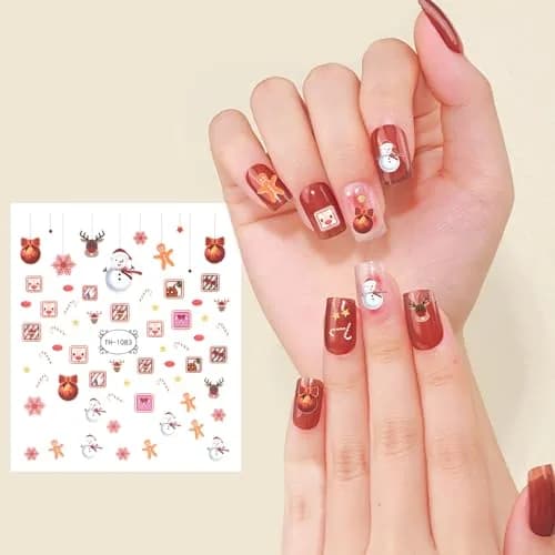yueton Christmas Nail Sticker 10Pcs Snowflake Santa Tree Winter | Festive Nail Art Decals thumbnail 3