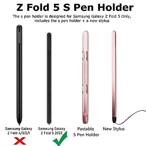 YQODSZ Stylus Pen & S Pen Holder for Samsung Galaxy Z Fold 7/6 / 5 | Slim Silicone Tip, Adhesive, Pink thumbnail 2