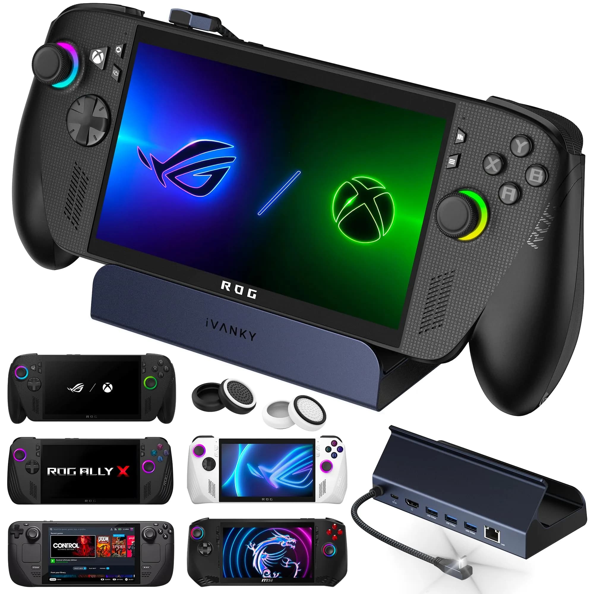 iVANKY 8-in-1 Steam Deck Dock for ROG Ally X, Legion Go, MSI Claw | 4K@144Hz, 100W PD, Midnight Blue - main product image