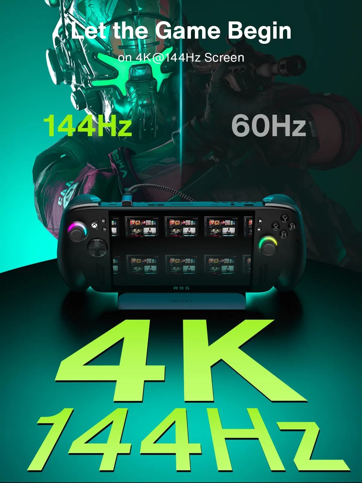 iVANKY 8-in-1 Steam Deck Dock for ROG Ally X, Legion Go, MSI Claw | 4K@144Hz, 100W PD, Midnight Blue - view 2