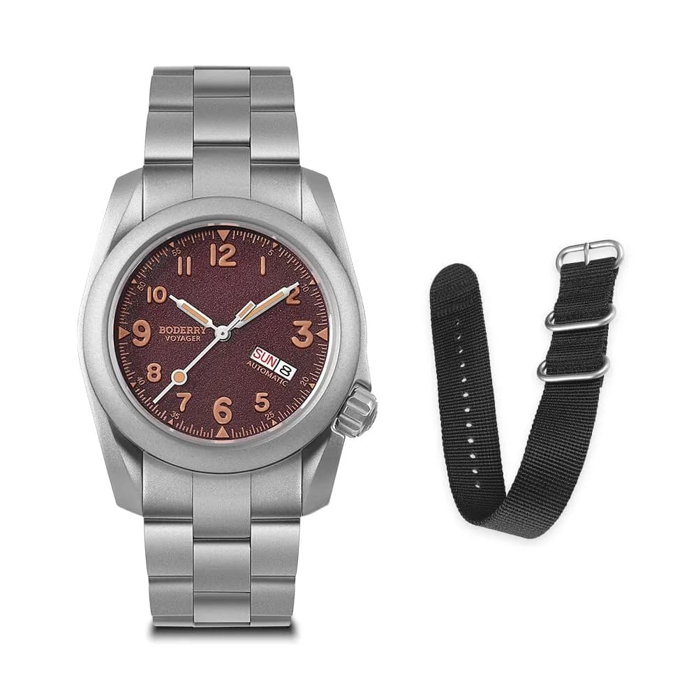 BODERRY Men's Titanium Automatic Field Watch 40mm Military Waterproof 100M | Japanese Mechanical Movement