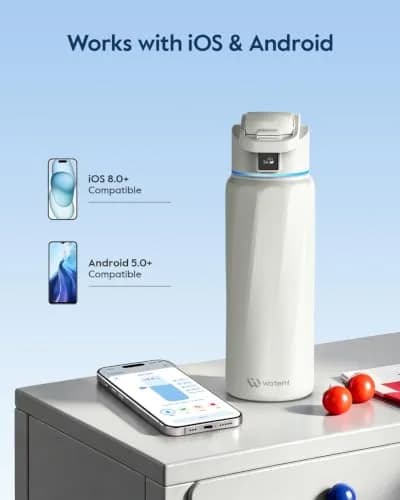 WaterH BOOST Smart Water Bottle Tracker with Reminder, White, 32oz | Hydration & Wellness Companion thumbnail 8