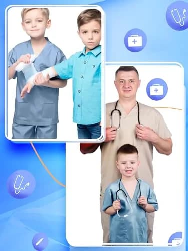 Puteraya Kids Doctor Scrubs Costume Set for Boys Girls | Educational Role Play Costume (Light Blue, 8-10 Years) thumbnail 2