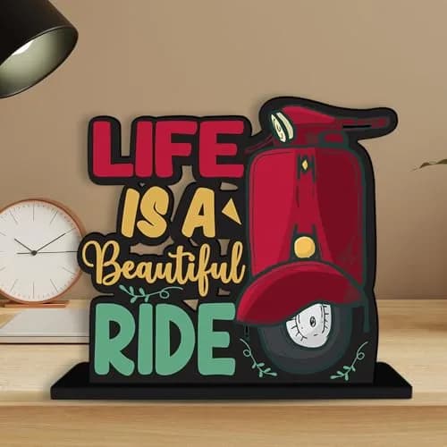 Artvibes Life is A Beautiful Ride Quote Wooden Table Decor 15.24 cm (6 Inch) | Inspirational Modern Home Accent thumbnail 4