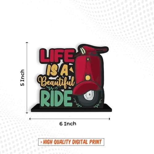 Artvibes Life is A Beautiful Ride Quote Wooden Table Decor 15.24 cm (6 Inch) | Inspirational Modern Home Accent thumbnail 6