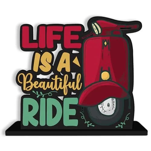 Artvibes Life is A Beautiful Ride Quote Wooden Table Decor 15.24 cm (6 Inch) | Inspirational Modern Home Accent thumbnail 1