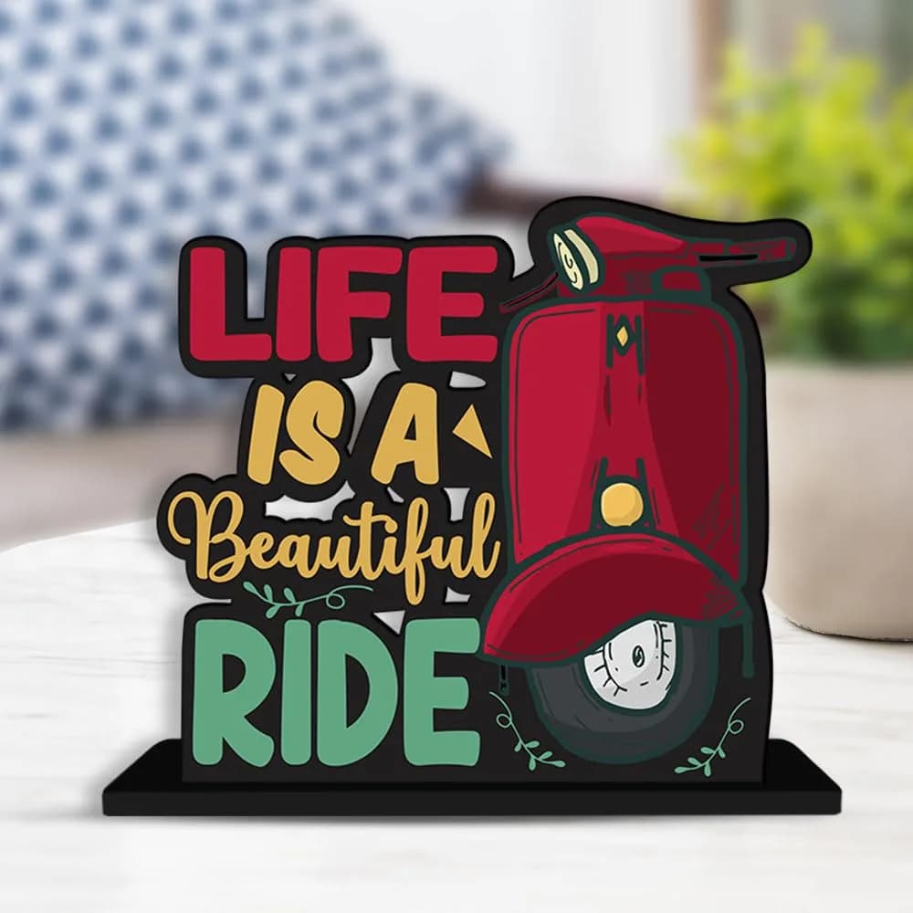 Artvibes Life is A Beautiful Ride Quote Wooden Table Decor 15.24 cm (6 Inch) | Inspirational Modern Home Accent - view 2
