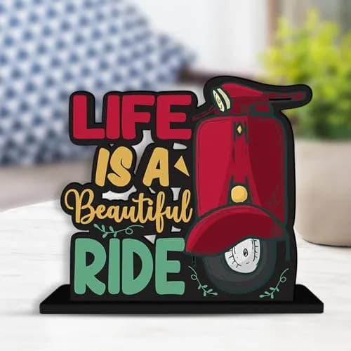 Artvibes Life is A Beautiful Ride Quote Wooden Table Decor 15.24 cm (6 Inch) | Inspirational Modern Home Accent thumbnail 2