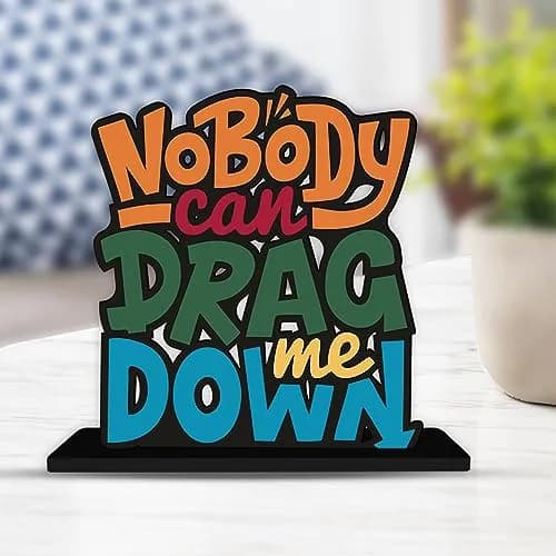 Artvibes Motivational Quote Wooden Figurine 15cm (6 Inch) | Inspirational Office Desk Decor — Multicolour 23