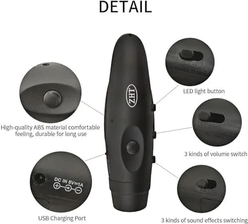 ZHT Electronic Whistle with USB Charging, 3-Tone 120dB Loud, Rechargeable Referee & Coach Whistle with Lanyard (2 Black Units) thumbnail 4
