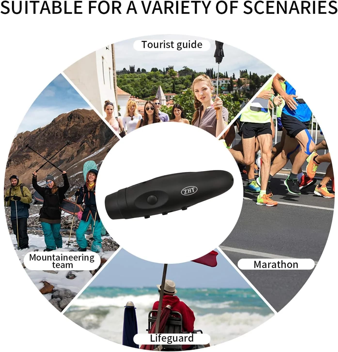ZHT Electronic Whistle with USB Charging, 3-Tone 120dB Loud, Rechargeable Referee & Coach Whistle with Lanyard (2 Black Units) - view 5