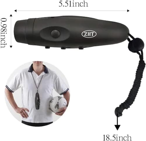 ZHT Electronic Whistle with USB Charging, 3-Tone 120dB Loud, Rechargeable Referee & Coach Whistle with Lanyard (2 Black Units) thumbnail 7