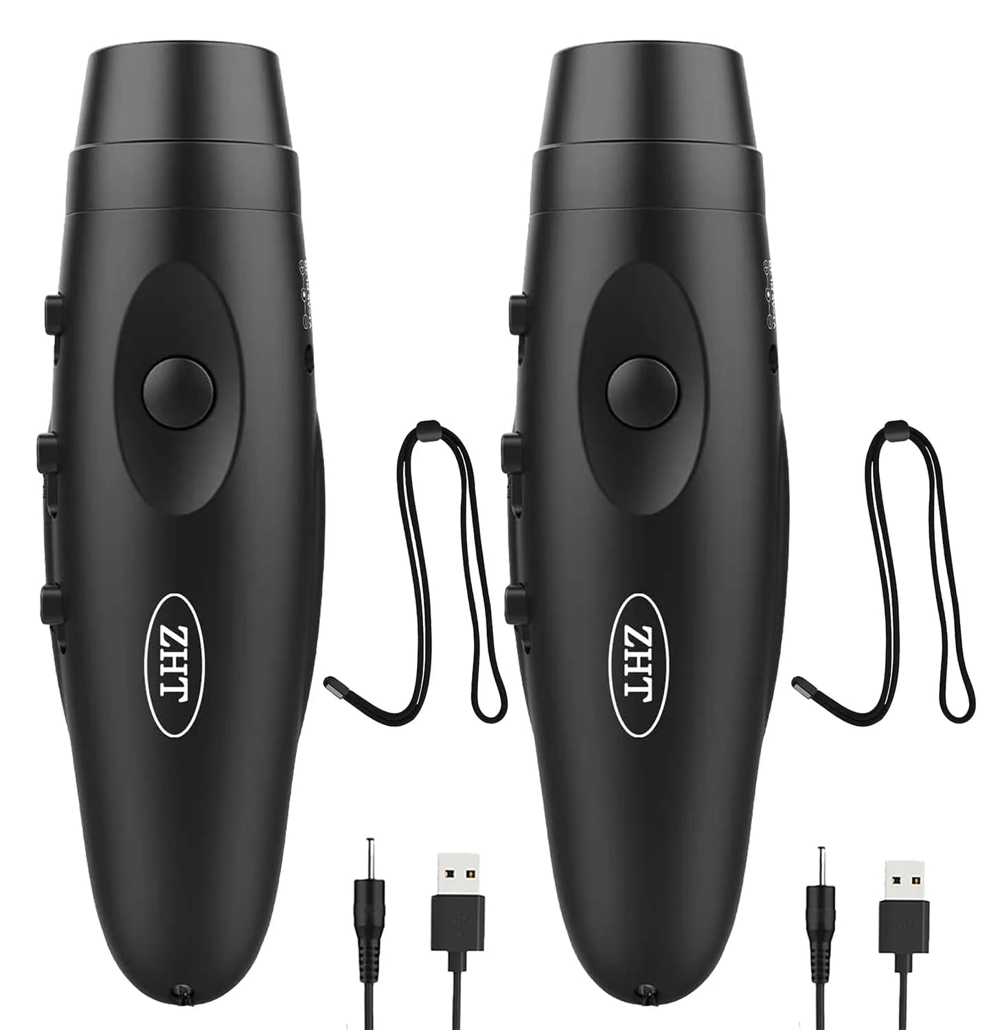 ZHT Electronic Whistle with USB Charging, 3-Tone 120dB Loud, Rechargeable Referee & Coach Whistle with Lanyard (2 Black Units) - main product image