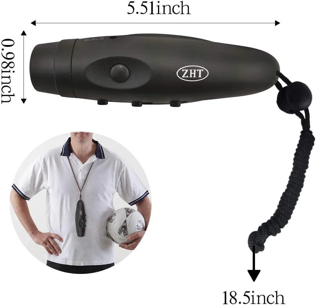 ZHT Electronic Whistle with USB Charging, 3-Tone 120dB Loud, Rechargeable Referee & Coach Whistle with Lanyard (2 Black Units) - view 7