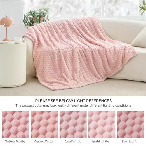 BEDELITE Pink Throw Blanket for Couch, 50"x60" | Cozy & Stylish Gift for Women thumbnail 8