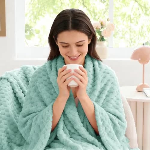 BEDELITE Haze Blue Twin Blanket for Couch, 60x80 Inches | Soft Cozy All-Season Fleece Throw thumbnail 4