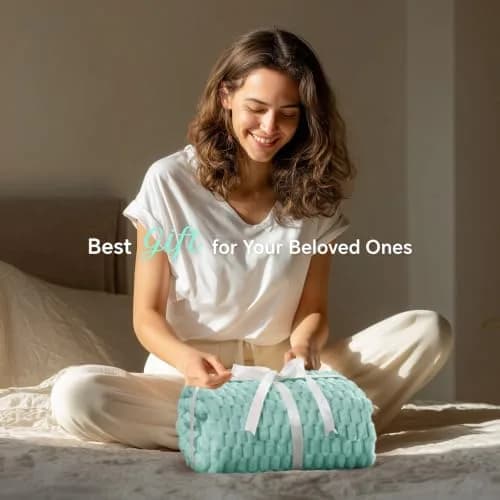 BEDELITE Haze Blue Twin Blanket for Couch, 60x80 Inches | Soft Cozy All-Season Fleece Throw thumbnail 2