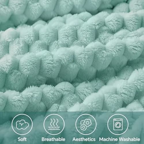 BEDELITE Haze Blue Twin Blanket for Couch, 60x80 Inches | Soft Cozy All-Season Fleece Throw thumbnail 3